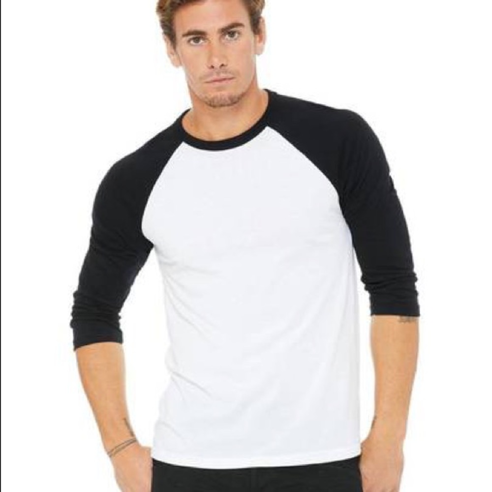 new • bella canvas unisex 3/4 sleeve baseball tee